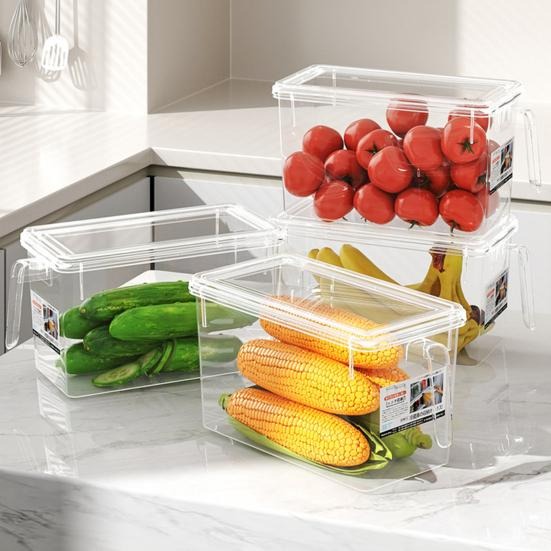 Fridge Storage Boxes with Handle Lid Food