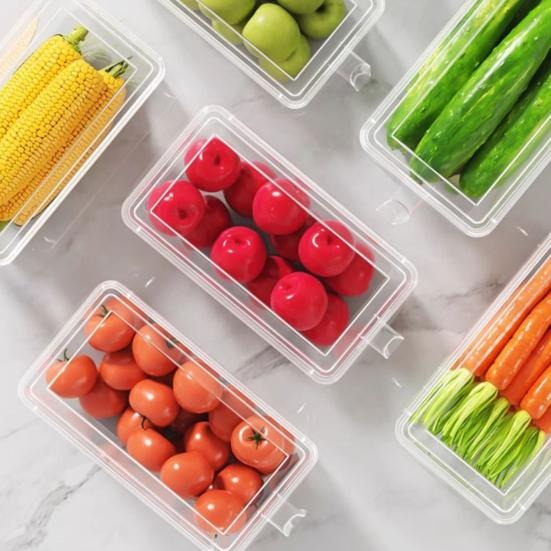 Fridge Storage Boxes with Handle Lid Food